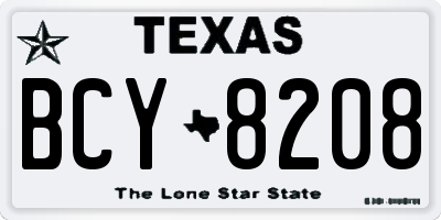 TX license plate BCY8208