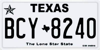 TX license plate BCY8240