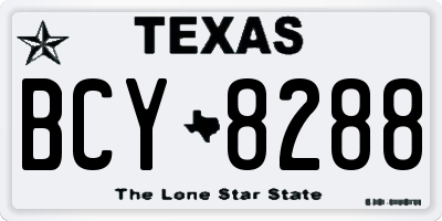 TX license plate BCY8288