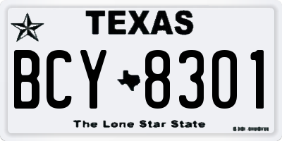 TX license plate BCY8301