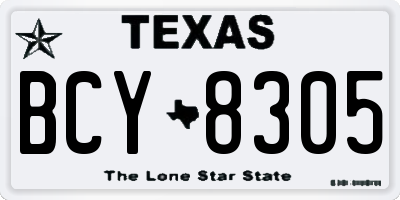 TX license plate BCY8305