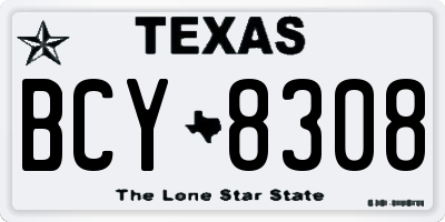 TX license plate BCY8308