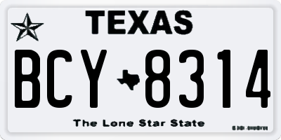 TX license plate BCY8314