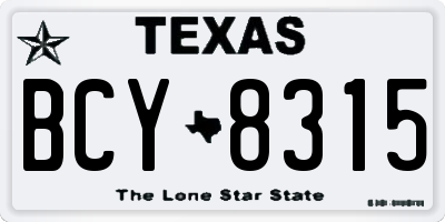 TX license plate BCY8315