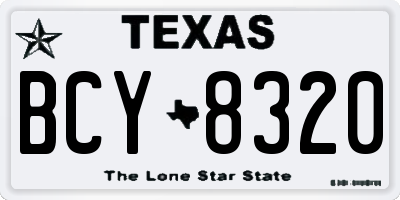 TX license plate BCY8320