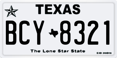 TX license plate BCY8321