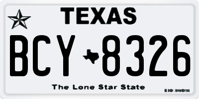 TX license plate BCY8326