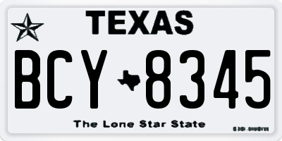 TX license plate BCY8345
