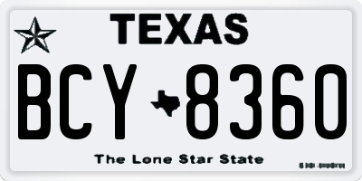 TX license plate BCY8360