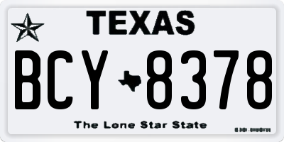 TX license plate BCY8378