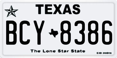 TX license plate BCY8386