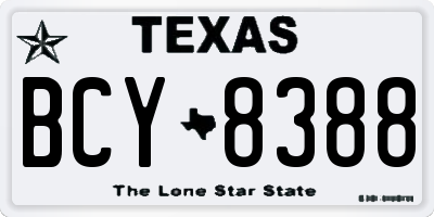 TX license plate BCY8388
