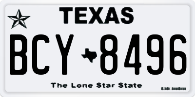 TX license plate BCY8496