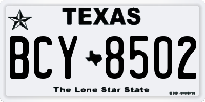 TX license plate BCY8502