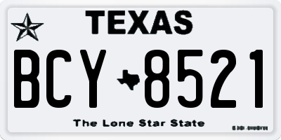 TX license plate BCY8521