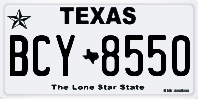 TX license plate BCY8550