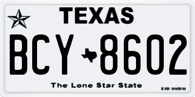 TX license plate BCY8602