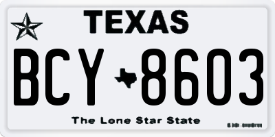 TX license plate BCY8603