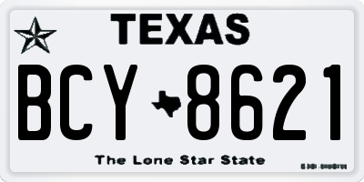TX license plate BCY8621