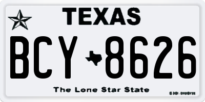 TX license plate BCY8626