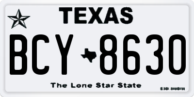 TX license plate BCY8630