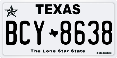TX license plate BCY8638
