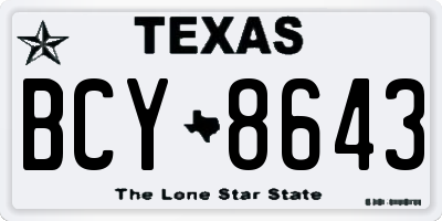 TX license plate BCY8643
