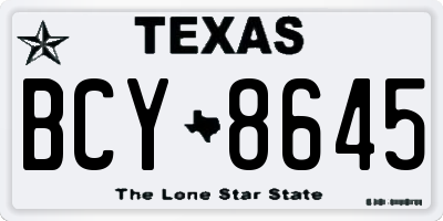 TX license plate BCY8645