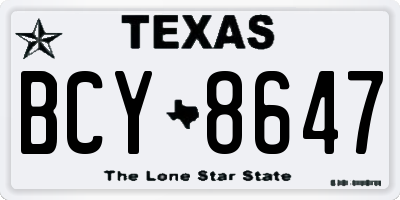 TX license plate BCY8647