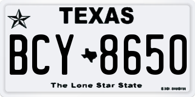 TX license plate BCY8650