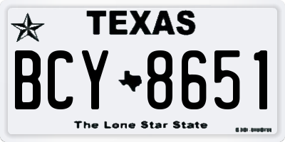 TX license plate BCY8651