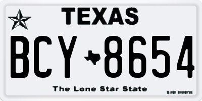 TX license plate BCY8654