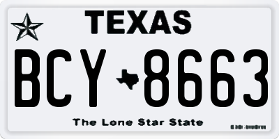 TX license plate BCY8663