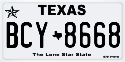 TX license plate BCY8668