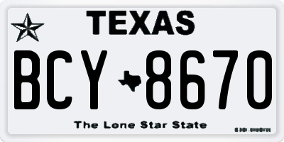 TX license plate BCY8670