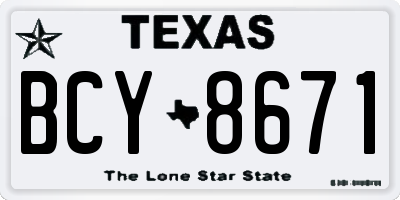 TX license plate BCY8671