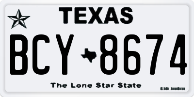 TX license plate BCY8674