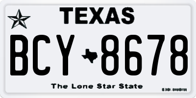 TX license plate BCY8678