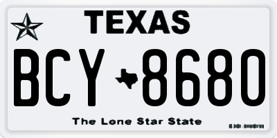 TX license plate BCY8680