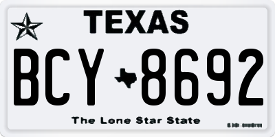 TX license plate BCY8692