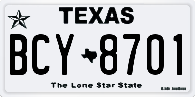 TX license plate BCY8701