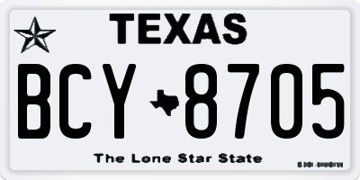TX license plate BCY8705