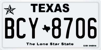 TX license plate BCY8706