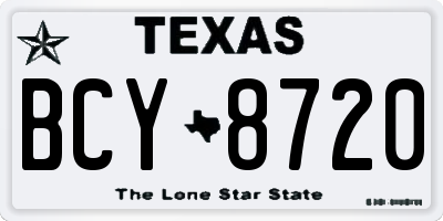 TX license plate BCY8720