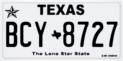 TX license plate BCY8727