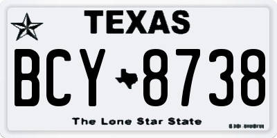 TX license plate BCY8738