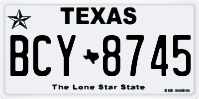 TX license plate BCY8745