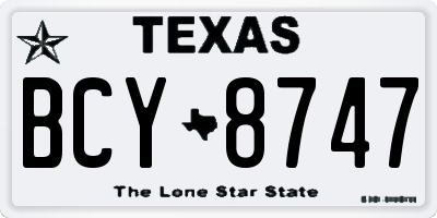 TX license plate BCY8747