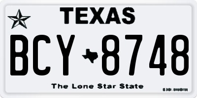 TX license plate BCY8748