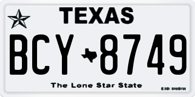 TX license plate BCY8749